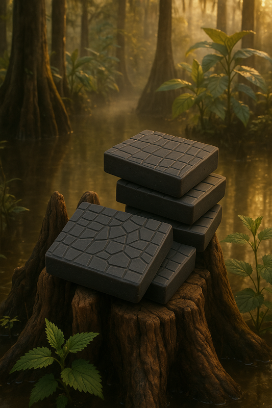 Handcrafted Alligator Skin soap with nettle leaf and activated charcoal - Florida made textured bar