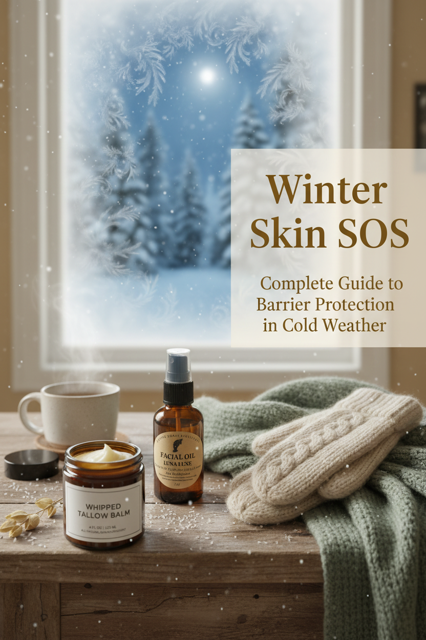 Winter skincare products - tallow balm and facial oils for barrier protection in cold weather