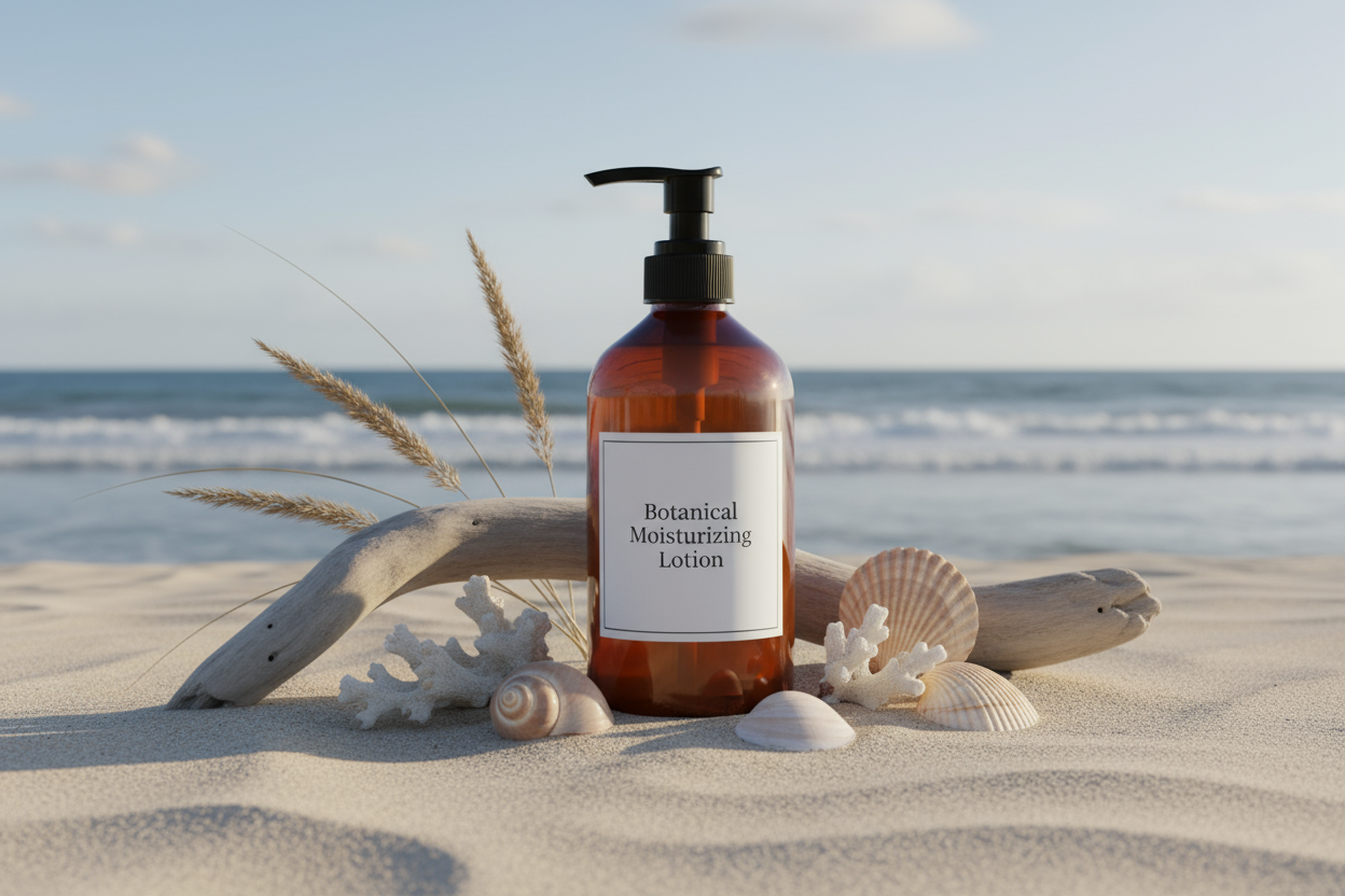 Botanical moisturizing lotion in pump bottle - lightweight formula with 5 plant oils