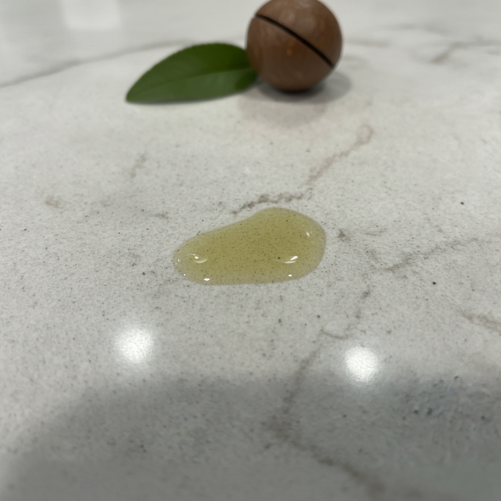 Silken Twelve -  on marble showing the luxurious golden texture with botanical element.