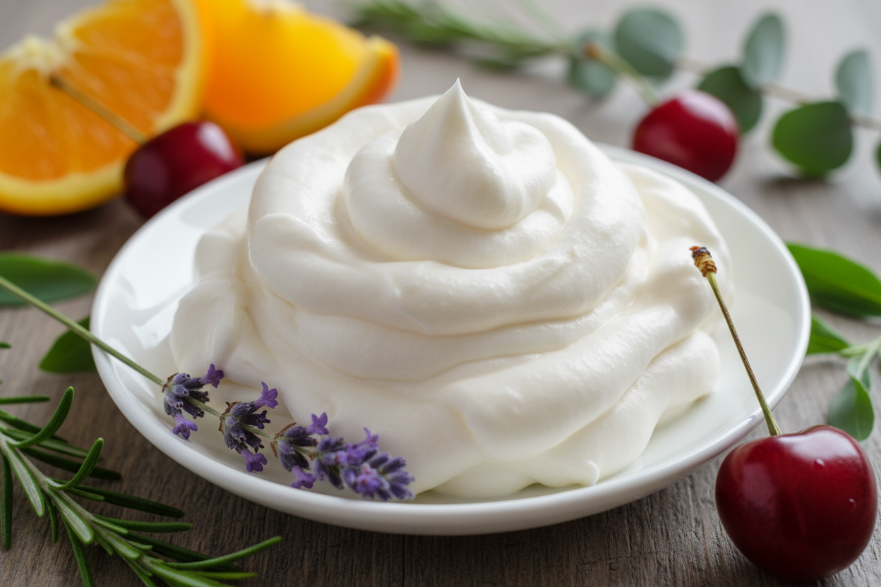 Whipped body butter cloud-like texture close-up - shea and mango butter moisturizer